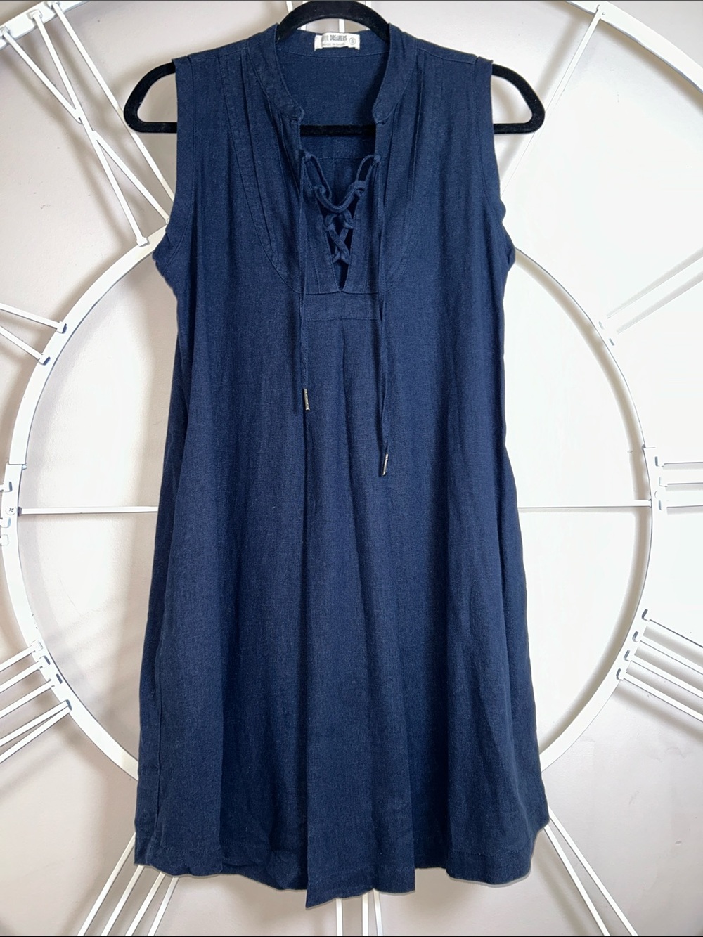4OUR Dreamers Lace-Up Linen Dress with Pockets